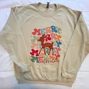 Christmas Sweatshirt “Merry Christmas” with Rudolph. Size XL. NWOT
